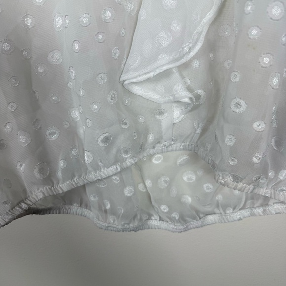 BCX White Sheer Ruffled Blouse Size Small - Picture 6 of 12